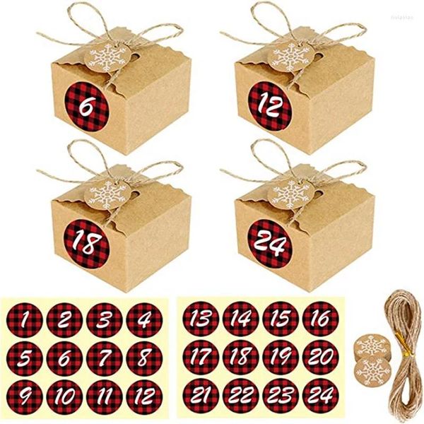 Decorações de Natal DIY Advent Calendar Caixas 2023 Contagem Regressiva para Crianças 24 Presente Vazio