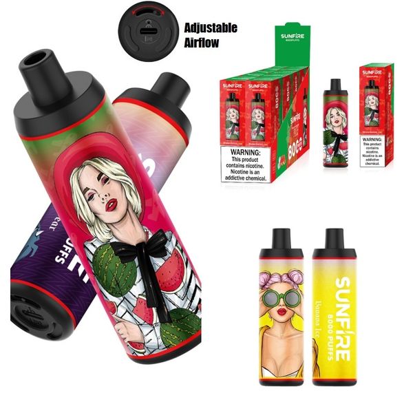 Penna Vape usa e getta originale OEM ODM Sunfire 8000 0% 2% 3% 5% Vape per sigaretta elettronica usa e getta all'ingrosso dal produttore Aierbota