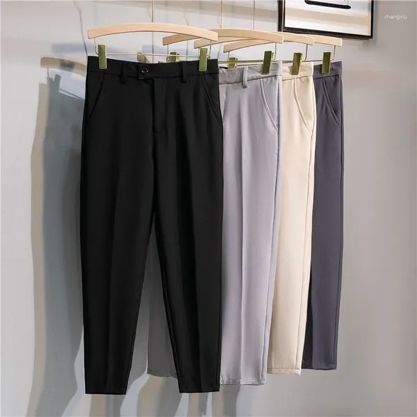 Pantaloni da uomo coreani senza ferro piccoli casual gamba dritta lunga per abbigliamento slim fit Y2k Streetwear Cargo Man