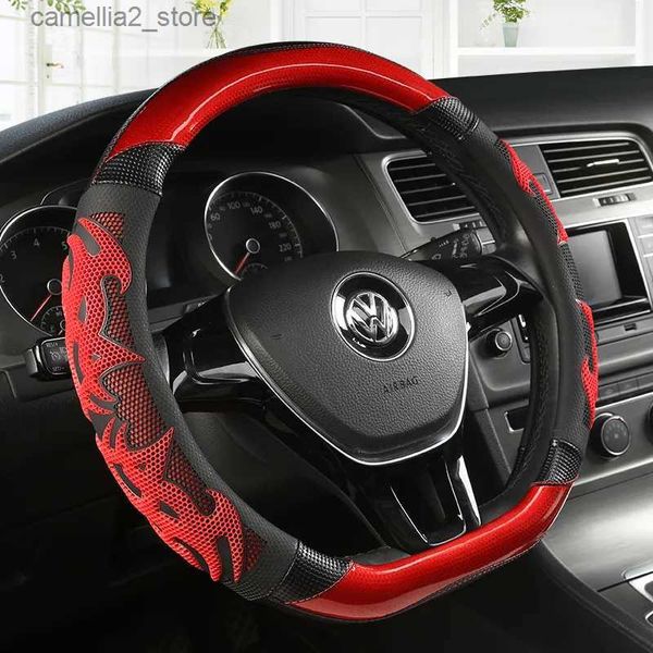 Direksiyon Simidi Kapaklar Araç Direksiyon Kapağı Nissan Qashqai için Karbon Fiber Deri J11 X-Trail T32 VW Golf 7 2015 Polo Jatta Passat Tiguan Q231016