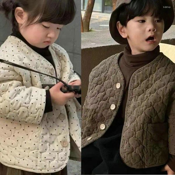 Casaco para baixo meninos meninas acolchoado roupas de algodão estilo coreano engrossado topo 2023 outono e inverno roupas