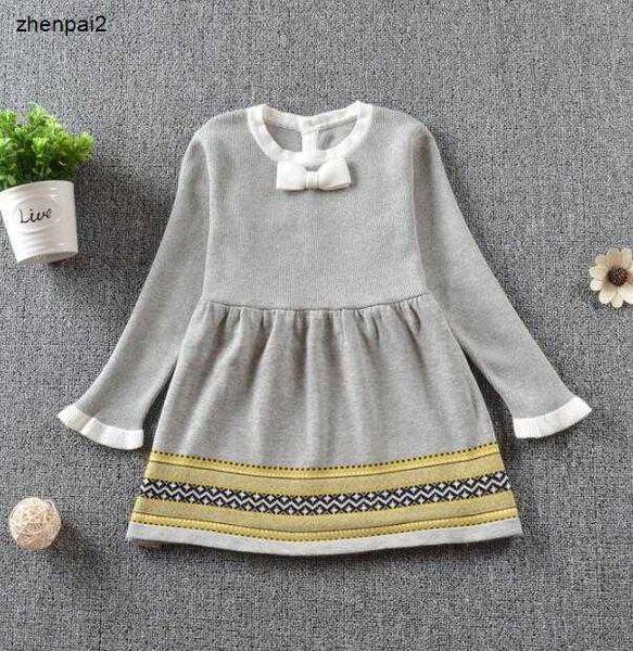 Luxus Designer Mädchen Kleid Kinder Kleidung Baby Kleinkind Gestrickte Prinzessin Pullover Kleider Herbst Winter Kleinkind Kinder Boutique Kleidung