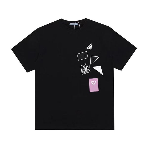 T Shirt Tasarımcı Erkek Tişörtlü Kadın Tees Yuvarlak Yaka Saf Pamuk Nefes Alabilir Baskılı Baskılı Yama Çiftleri Aynı Giyim S-5XL