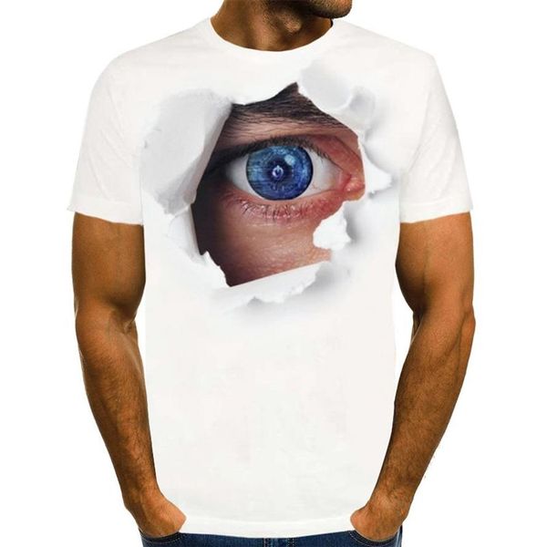 Artı Boyut Göz Tişört Erkekler 3D T-Shirt Punk Kaya Grafik Tee Baskılı Tshirt Serin Mens Giyim