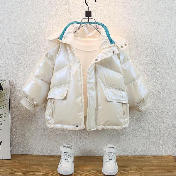 Down 2023 Uzun Koreli Erkek ve Kız Çocuk Ceketi Pamuk Bebek Giysileri Kış Ceketler Kalın