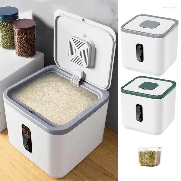 Bottiglie di stoccaggio Contenitore Secchio Sigillato Cereali Dispenser secco Cibo a prova di riso con tazza Contenitore da cucina per umidità Misurazione Scatola ermetica