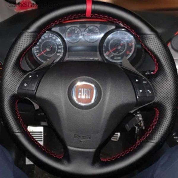 Coprivolanti Coprivolante per auto intrecciato in pelle artificiale nera Avvolgente per Fiat Punto Bravo Linea Qubo Doblo Grande Punto Accessori auto Q231016