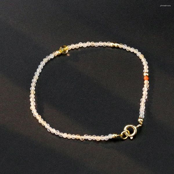 Braccialetti a maglie Citrini gialli naturali Perline di cristallo di quarzo Braccialetti con ciondoli Gioielli fortunati Yoga Meditazione Amuleto Coppia per donne Uomini