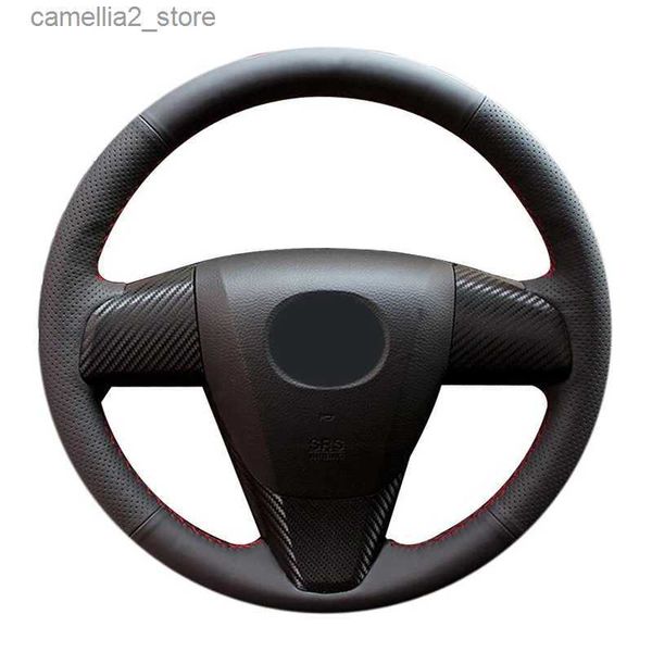 Coprivolante personalizzato originale fai da te coprivolante per auto per Mazda 3 Axela Mazda CX-7 CX7 Mazda 5 treccia in pelle nera per volante Q231016