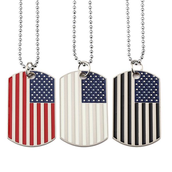 I pendenti a bandiera americana collane per la festa forniscono un esercito militare in acciaio inossidabile tag alla moda USA Simbolo