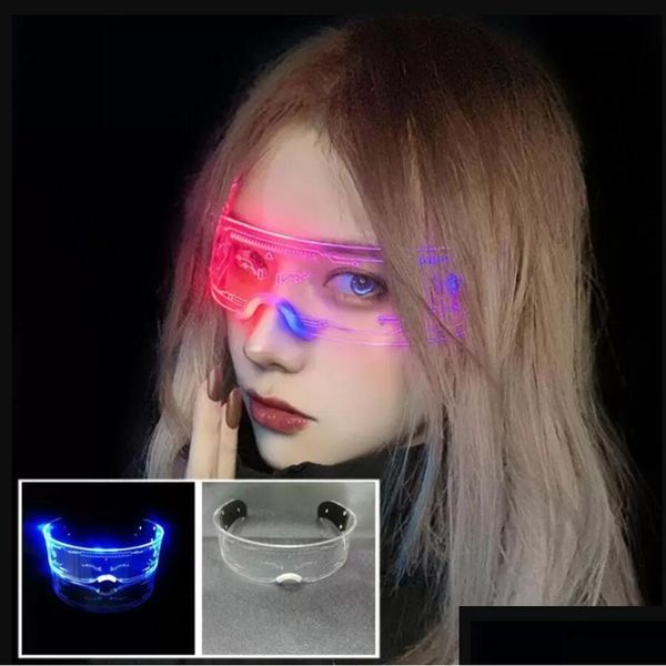 Diğer Festival Parti Malzemeleri LED Işın Gözlükleri Tel Neon Light Up Visor Gözlükler Çubuk Cadılar Bayramı için Parti Gözlüklerini Büyütmek Noel DH1SE