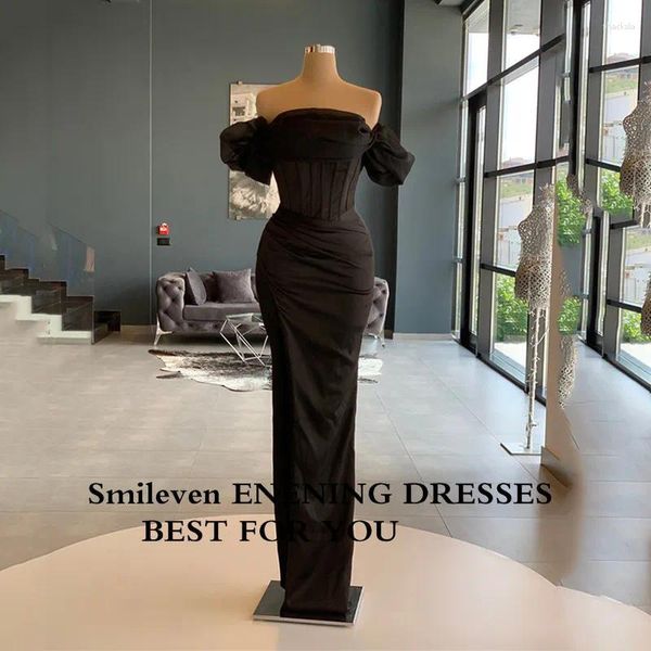 Partykleider Smileven Sexy schwarzes Saudi-Arabien Korsett Meerjungfrau Abend weiches Satin-Abschlussballkleid