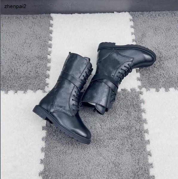 Designer de luxo crianças botas longas outono crianças lado zíper sapatos tamanhos 26-35 sapatos de inverno de couro pu para meninas incluindo caixa de sapato de marca