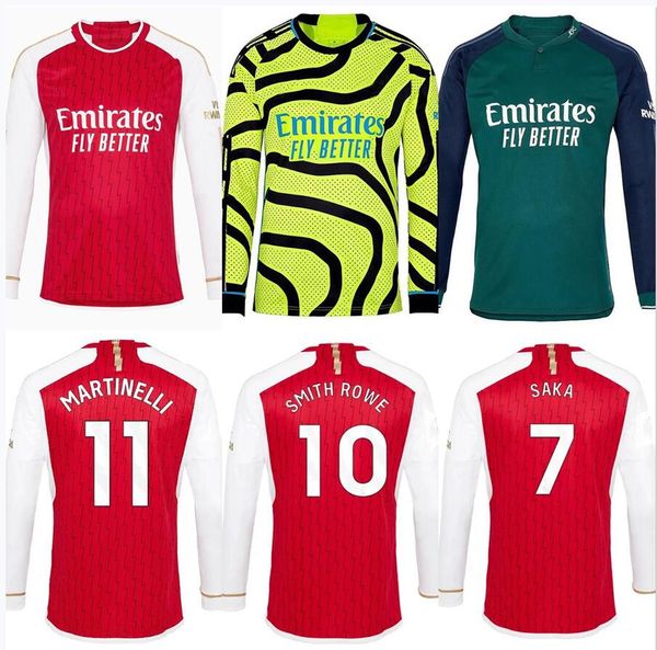 23 24 Gunners G.JESUS Camisas de futebol em casa 3º 2023 Arsen mangas compridas THOMAS PEPE NKETIAH TIERNEY SMITH ROWE Camisa TIERNEY ODEGAARD BRANCO SKA Uniformes de futebol