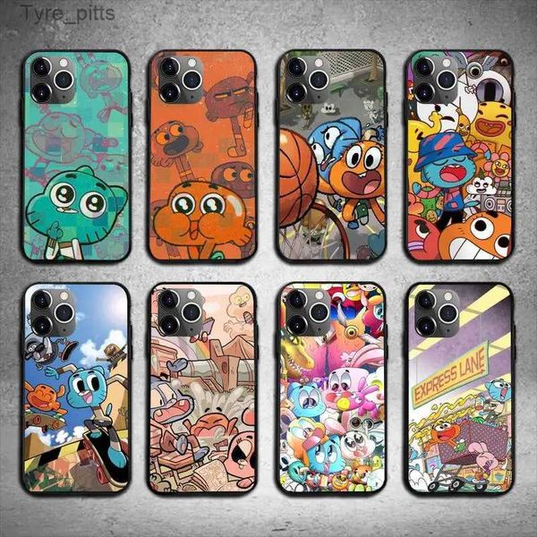 Casos de telefone celular dos desenhos animados a-incrível mundo de gumball caso de telefone para iphone 11 12 mini 13 14 pro xs max x 8 7 plus se xr shelll2310/16