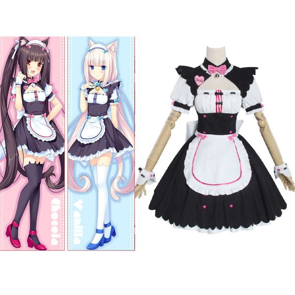 Anime Nekopara Cosplay Kostüm Maid Kleid Spiel Chocola Vanilla Katze Neko Girl Rennen Lange Schwanz Frauen Outfits