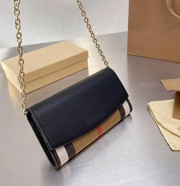 Primavera nova bolsa de corrente treliça com couro moda portátil crossbody saco envelope de dupla finalidade tamanho 21 12