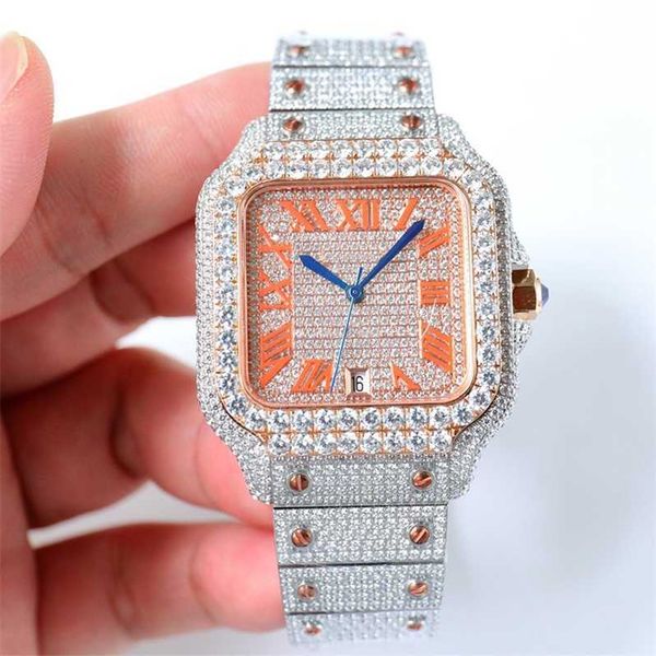 Relógio masculino/feminino mostrador diamante árabe masculino 8215 movimento designer safira pulseira de aço inoxidável à prova d'água 40mm l