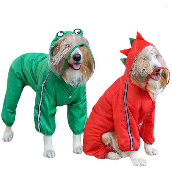 Hundebekleidung Regenmantel, wasserdichte Regenmäntel für große Hunde, leichte Jacke, 4 Beine, Haustier-Poncho mit Kapuze, schneesichere Kleidung