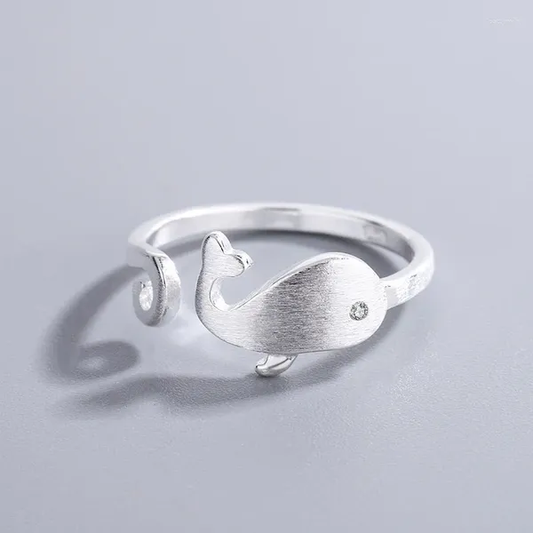 Cluster Ringe Mode Silber Gold Farbe Offener Fingerring Matte Wal Ozean Meer Stapelbar Für Frauen Mädchen Schmuck Geschenk Dropship Großhandel