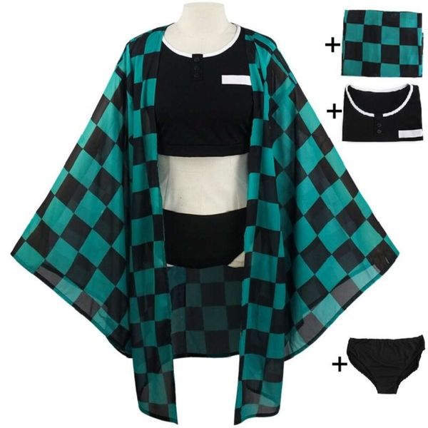 Cosplay anime demon slayer kimetsu não yaiba kamado tanjirou traje cosplay sexy mulher maiô roupa de banho halloween carnaval festa terno