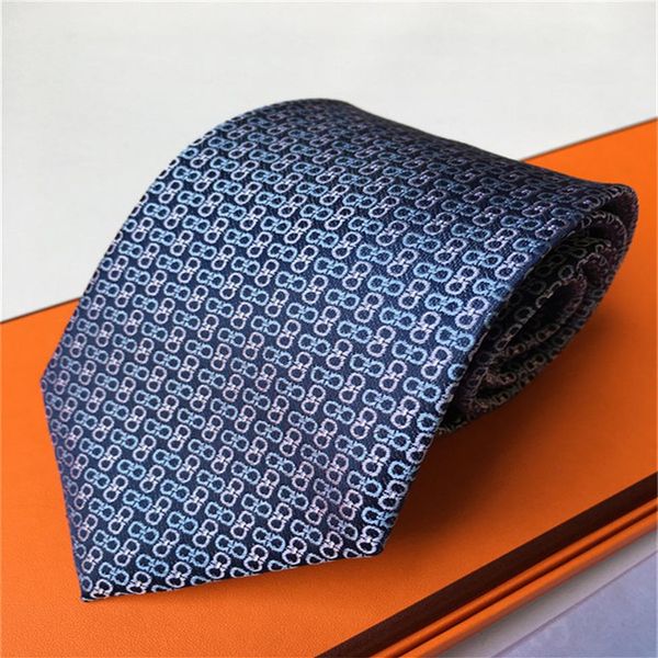 Lettera da uomo di design di alta qualità di lusso Cravatta di seta 100% cravatta nero blu Aldult Jacquard Party Wedding Business tessuto Fashi237F