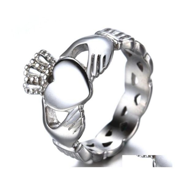 Anelli a fascia Classico stile Irlanda del Nord Claddagh Anello a cuore Beautif Spose Fidanzamento Gioielli da sposa Consegna di goccia Dhoup Dhfio