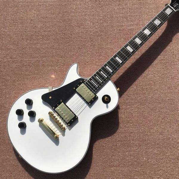Guitarra elétrica personalizada para mão esquerda, hardware dourado, escala de jacarandá branco alpino, alta qualidade, frete grátis