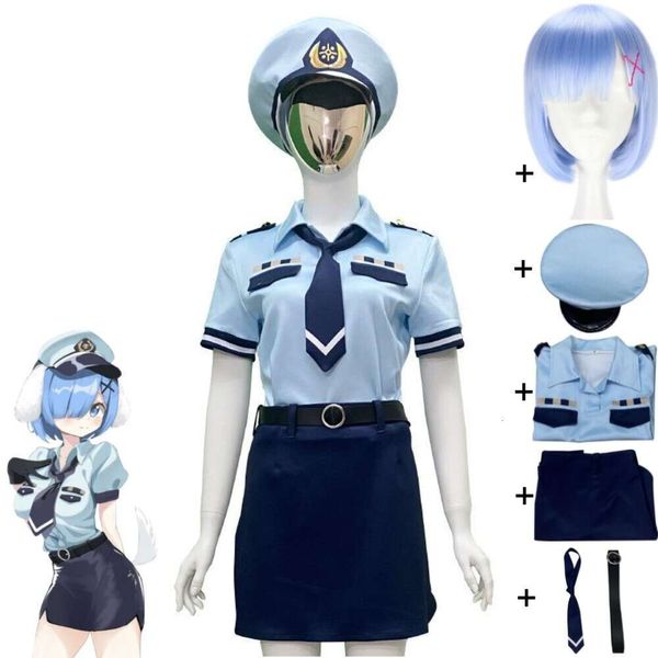 Cosplay jogo rem princesa conectar re mergulho pcr zero kara himeru isekai seikatsu cosplay traje peruca anime uniforme da polícia terno de halloween