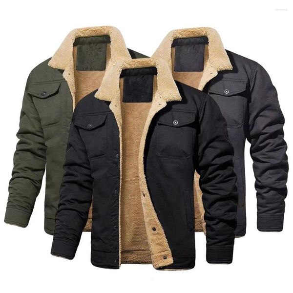 Jaquetas masculinas Homens Outerwear Engrossar Jaqueta Masculina Forro de Pelúcia À Prova de Frio Molhado Forrado