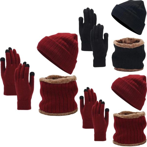 Ballkappen, Schal, Handschuhe, Mützen-Set für Teenager, Mädchen, Damen, Herren, Herbst und Winter, warme Wolle für Damen