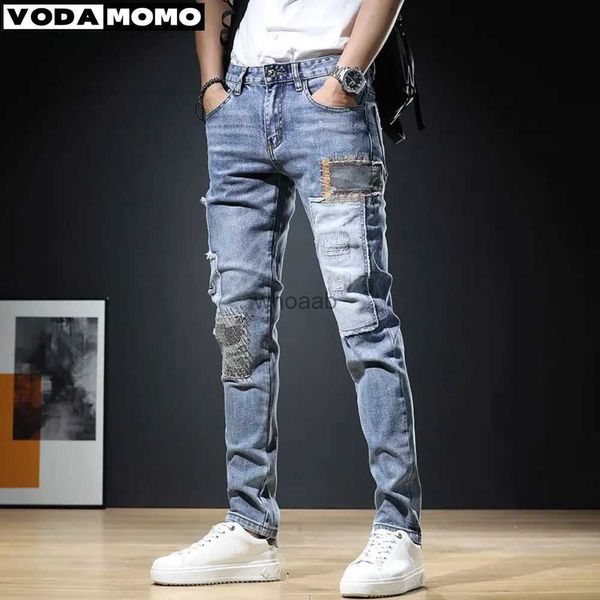 Herren Jeans 2023 Männer Stilvolle Zerrissene Jeans Hosen Dünne Gerade Ausgefranste Denim Kleidung Männer Neue Mode Dünne Hosen Kleidung Pantalones hombre YQ231016