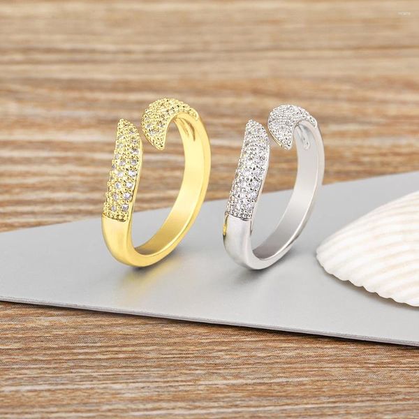 Clusterringe AIBEF Schlangenschwanzform Gold/Silber Farbe Offen Einstellbar Kupfer CZ Schmuck Frauen Party Täglich Tragen Ungewöhnliche Accessoires Geschenk