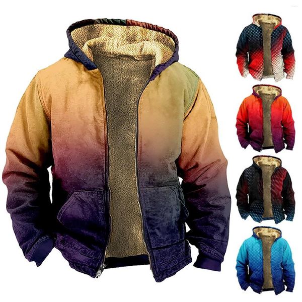 Gilet da uomo in pile con cappuccio che cambia gradualmente maglione giacca Ego abiti invernali shabby per uomo