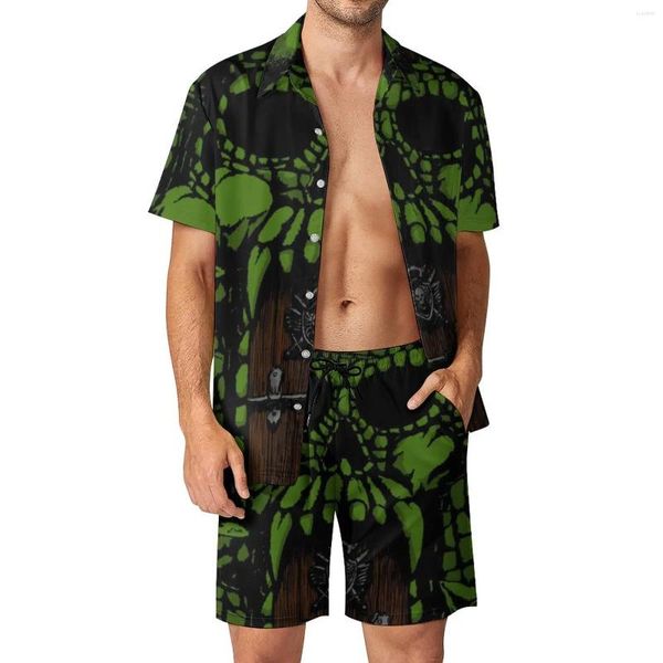 Fatos masculinos pelo poder de Greyskull Beach Homens Conjuntos Masters Universo Camisa Casual Definir Shorts de Verão 2 Peça Hawaii Terno Plus Size