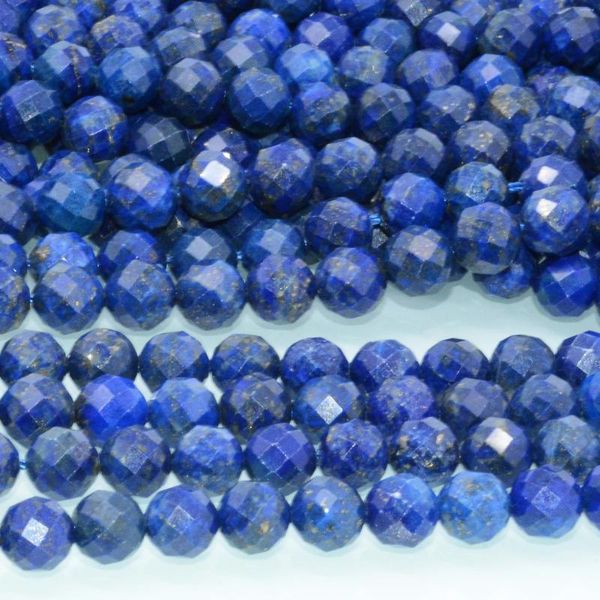 Gevşek taş taşları doğal lapis lazuli faset yuvarlak boncuklar 8mm-8.2mm