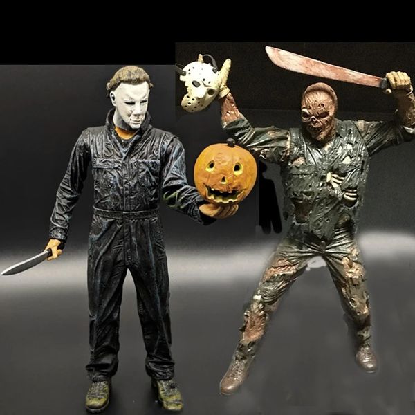 Ação Figuras de brinquedo Anime neca Halloween Michael Myers Jason Voorhees Parte 7 A ação do sangue Figura 17cm Modelo de coleta Toys Gifts 231016