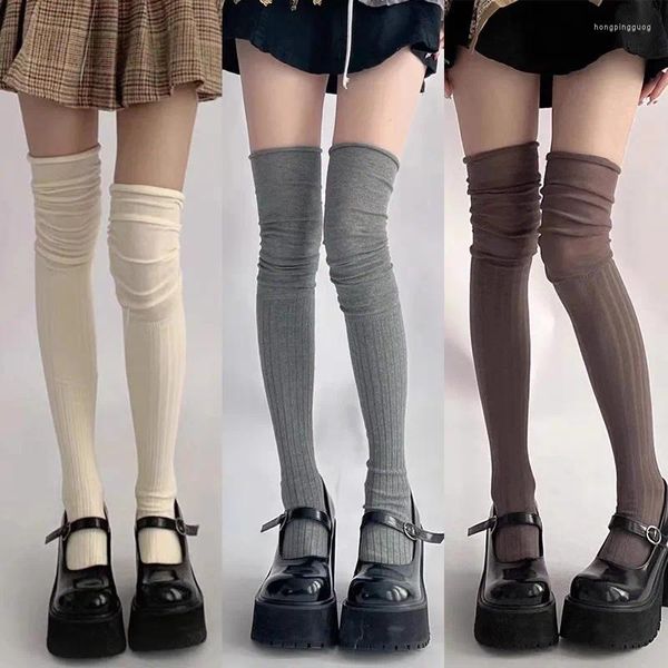 Frauen Socken Knie-socken Dame Spleißen Strümpfe Herbst Winter Oberschenkel Hohe Rohr Thermische Über Knie Koreanische Adrette Casual socke