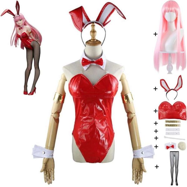 Cosplay Anime Darling In The Franxx Zero Two Code Costume Cosplay Parrucca rosa Bunny Girl Uniforme Tuta da donna sexy Abito di Hallowen