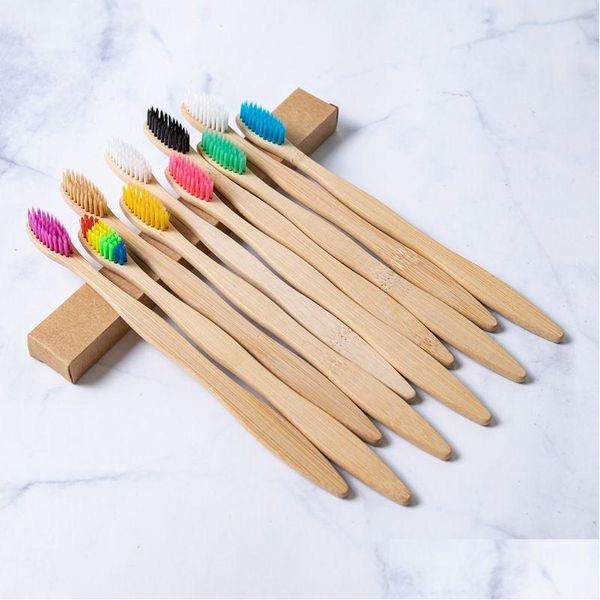 Outros suprimentos de banho de banheiro escovas de dentes de bambu limpador de língua dentadura kit de viagem escova de dentes escova de dentes ambiental para el dhtqk