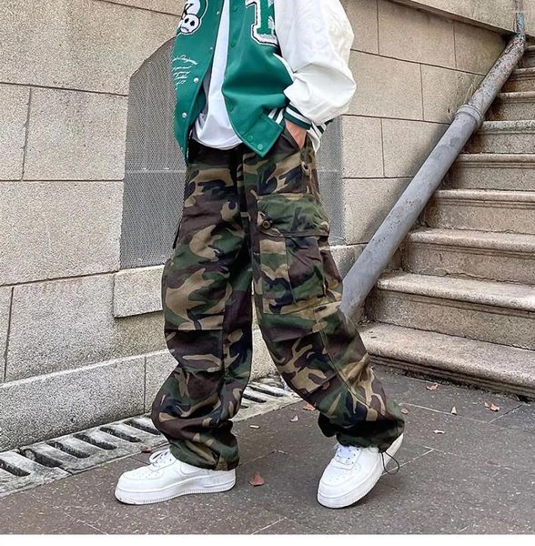 Herren Hosen Anbenser Camouflage Cargo Pant Plue Größe Hosen Hip Hop Joggers Gerade Casual Techwear Harem Streetwear