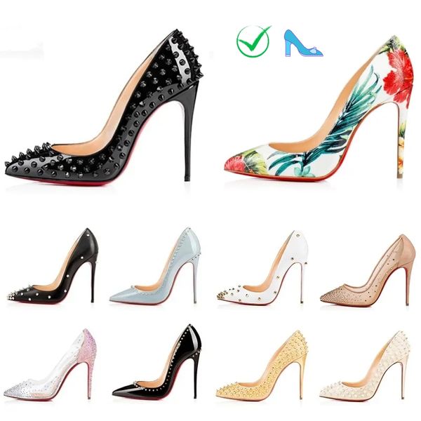 Tasarımcı Yüksek Topuk Ayakkabı Yaz Kadın Ayakkabı Lüks Elbise Ayakkabı Glitter Perçinler Üçlü Siyah Pembe Patent Deri Süet Dipler Parti Açık Düğün Ayakkabıları 35-42