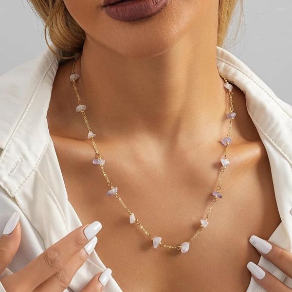 Anhänger Halsketten Mode Kristall Stein Halskette Für Frauen Nische Design Kreative Damen Schlüsselbein Kette Schmuck Großhandel