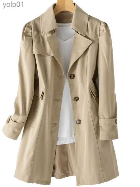 Jaquetas femininas nova moda casual blusão versão coreana do longo blusão casaco feminino casacos e jaquetas feminino trench coat para mulheresL231016