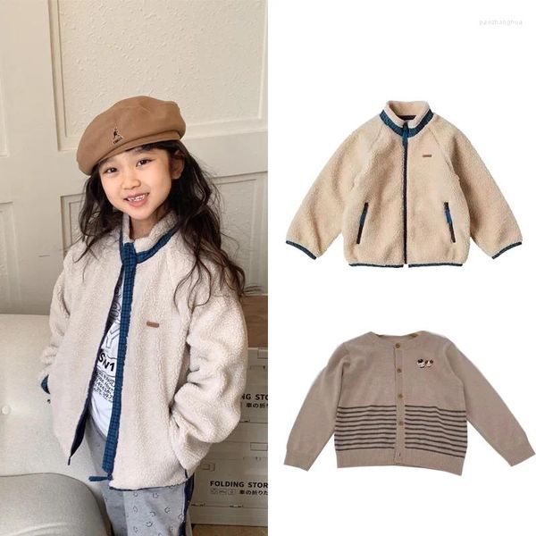 Jaquetas crianças jaqueta de lã 2023 inverno fam japão marca meninas meninos bonito outwear tops roupas