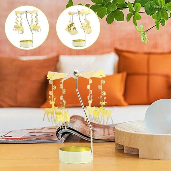 Titulares de velas Rotativo Rotativo Tealight Castiçal Bandeja Girando Castiçal Carrossel Moinho de Vento Movido Térmico para Decoração de Mesa