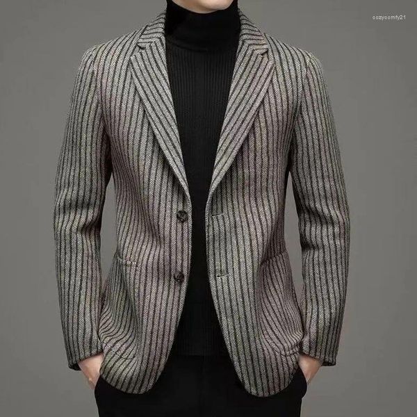 Erkekler Suits Kore Moda İnce Fit Su Takım Eyalet İngiliz Şerit Sıradan Küçük Çok Yönlü Ceket
