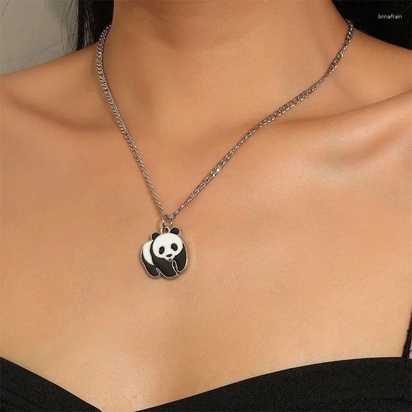 Collane con ciondolo Collana panda per donna Gioielli in acciaio inossidabile con catena di animali