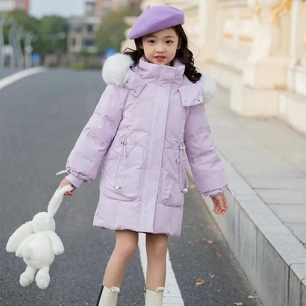 Piumino Ragazza Anatra Giubbotti 2023 Abbigliamento Moda Inverno Caldo 5-12 Bambini Dolcevita Cappotti Addensare Capispalla con cappuccio Tute da neve per bambini