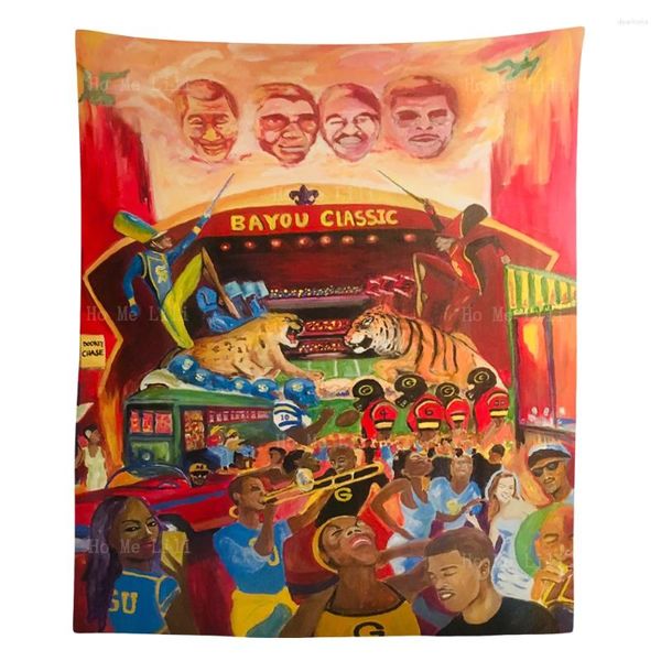 Arazzi Stile Art War Of The Bayou Classico Calcio Sport Poster Retro Arazzo Appeso a Parete di Ho Me Lili per la Decorazione del Soggiorno